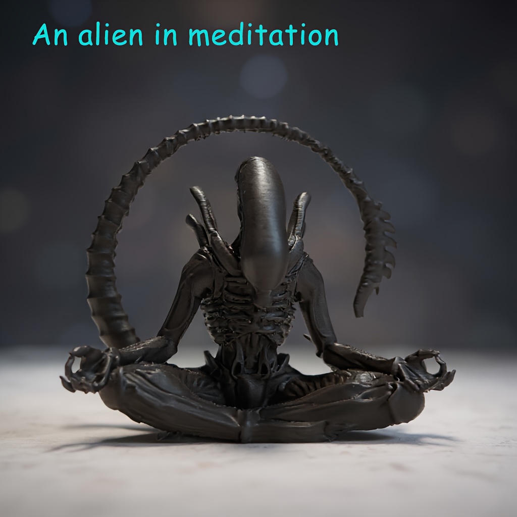 Japan Lifestyle - Um ornamento alienígena em meditação, criativamente