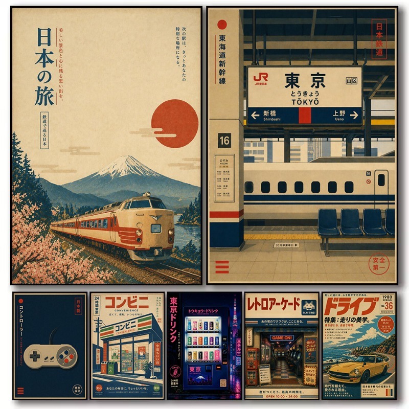 Japanese Car Lifestyle - Pôster de Lona Vintage Japonês Tradicional: